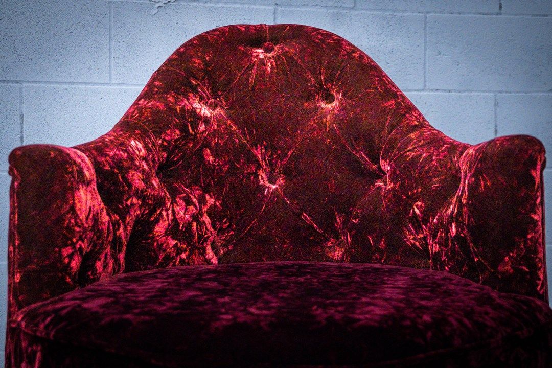 Red velvet round chair