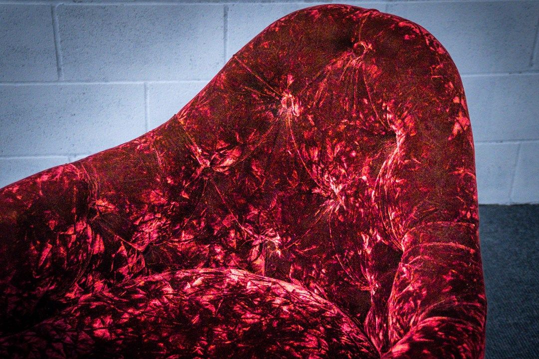 Red velvet round chair